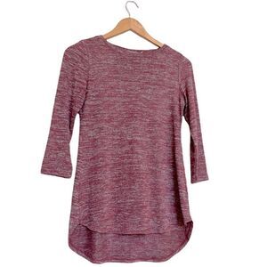 LOGO Lori Goldstein Knit Top Asymmetric Hem XXS Heathered Maroon